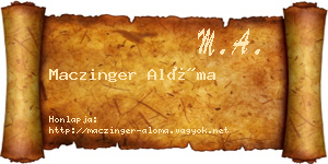 Maczinger Alóma névjegykártya